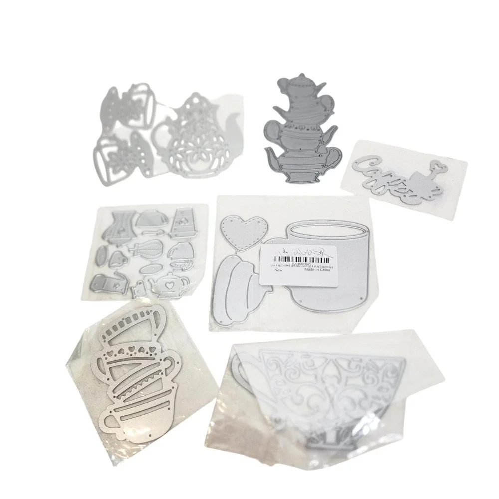 Tea Coffee Cup Teapot Metal Cutting Dies Lot Scrapbook Cardmaking Craft Set